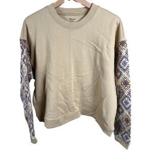 Madewell Beige and Patterned Sleeve Sweater